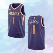 NO 1 Devin Booker Camiseta Phoenix Suns Icon Violeta 2021