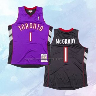 NO 1 Tracy McGrady Camiseta Toronto Raptors Hardwood Classics Throwback Negro Violeta