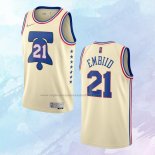 NO 21 Joel Embiid Camiseta Philadelphia 76ers Earned Crema 2020-21