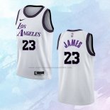NO 23 LeBron James Camiseta Los Angeles Lakers Ciudad Blanco 2022-23