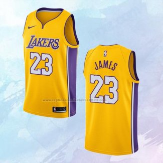 NO 23 Lebron James Camiseta Los Angeles Lakers Icon Amarillo 2018