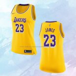 NO 23 Lebron James Camiseta Mujer Los Angeles Lakers Amarillo