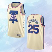 NO 25 Ben Simmons Camiseta Philadelphia 76ers Earned Crema 2020-21