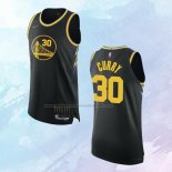 NO 30 Stephen Curry Camiseta Golden State Warriors Ciudad Autentico Negro 2021-22
