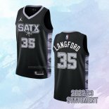 NO 35 Romeo Langford Camiseta San Antonio Spurs Statement Negro 2022-23