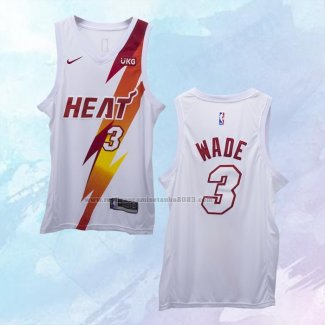 NO 3 Dwyane Wade Camiseta Miami Heat Fashion Royalty Blanco