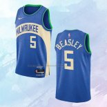 Camiseta Milwaukee Bucks Malik Beasley NO 5 Ciudad 2023-24 Azul
