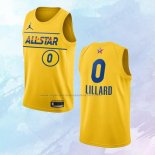 NO 0 Damian Lillard Camiseta Portland Trail Blazers All Star 2021 Oro