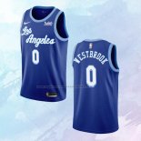 NO 0 Russell Westbrook Camiseta Los Angeles Lakers Hardwood Classic Azul 2021-2022