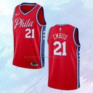 NO 21 Joel Embiid Camiseta Philadelphia 76ers Statement Rojo