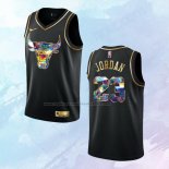 NO 23 Michael Jordan Camiseta Chicago Bulls Golden Edition Negro 2021-22