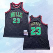 NO 23 Michael Jordan Camiseta Mitchell & Ness Chicago Bulls Negro4 1997-98