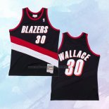 NO 30 Rasheed Wallace Camiseta Portland Trail Blazers Hardwood Classics Throwback Negro