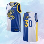 NO 30 Stephen Curry Camiseta Golden State Warriors Split Azul Blanco