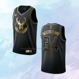 NO 34 Giannis Antetokounmpo Camiseta Milwaukee Bucks Golden Edition Negro