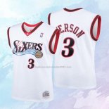 NO 3 Allen Iverson Camiseta Mitchell & Ness Nino Philadelphia 76ers Blanco 2000