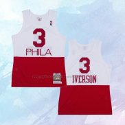 NO 3 Allen Iverson Camiseta Philadelphia 76ers Retro Blanco Rojo