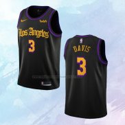 NO 3 Anthony Davis Camiseta Los Angeles Lakers Ciudad Negro 2019-20