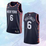 NO 6 Kristaps Porzingis Camiseta New York Knicks Ciudad Edition Azul