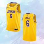 NO 6 LeBron James Camiseta Los Angeles Lakers Icon Amarillo 2021-22
