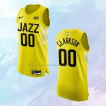 NO 00 Jordan Clarkson Camiseta Utah Jazz Icon Autentico Amarillo 2022-23