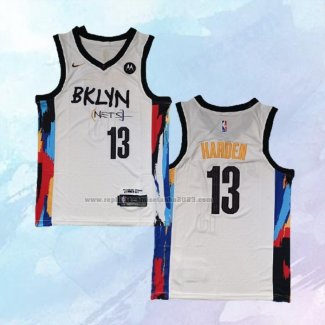 NO 13 James Harden Camiseta Brooklyn Nets Ciudad Blanco 2020-21