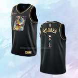 NO 1 Devin Booker Camiseta Phoenix Suns Golden Edition Negro 2021-22