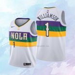 NO 1 Zion Williamson Camiseta Nino New Orleans Pelicans Ciudad Blanco 2019-20
