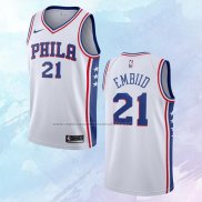 NO 21 Joel Embiid Camiseta Philadelphia 76ers Association Blanco