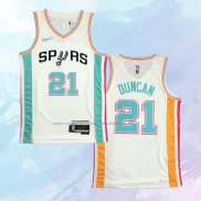 NO 21 Tim Duncan Camiseta San Antonio Spurs Ciudad Blanco 2021-22