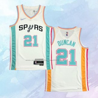 NO 21 Tim Duncan Camiseta San Antonio Spurs Ciudad Blanco 2021-22