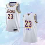 NO 23 Lebron James Camiseta Los Angeles Lakers Association 2020 Final Bound Blanco