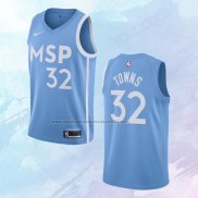 NO 32 Karl-Anthony Towns Camiseta Minnesota Timberwolves Ciudad Edition Azul 2019-20