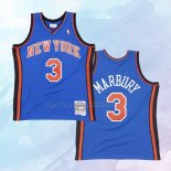 NO 3 Stephon Marbury Camiseta New York Knicks Hardwood Classics Throwback Azul