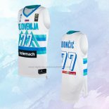 NO 77 Luka Doncic Camiseta Slovenia Tokyo Blanco2 2021