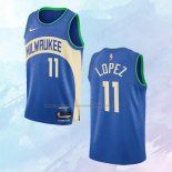 Camiseta Milwaukee Bucks Brook Lopez NO 11 Ciudad 2023-24 Azul