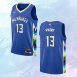Camiseta Milwaukee Bucks Jordan Nwora NO 13 Ciudad 2022-23 Azul