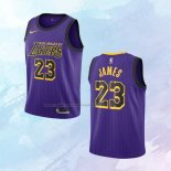 Camiseta Nino Los Angeles Lakers LeBron James NO 23 Ciudad 2019-20 Violeta