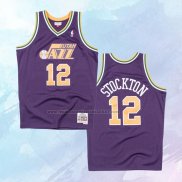 NO 12 John Stockton Camiseta Mitchell & Ness Utah Jazz Violeta 1991-92