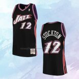 NO 12 John Stockton Camiseta Utah Jazz Hardwood Classics Negro 1998-99