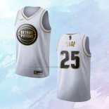 NO 25 Derrick Rose Camiseta Detroit Pistons Golden Edition Blanco