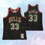 NO 33 Scottie Pippen Camiseta Mitchell & Ness Chicago Bulls Verde Negro 1997-98