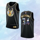NO 34 Giannis Antetokounmpo Camiseta Milwaukee Bucks Golden Edition Negro 2021-22