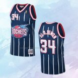 NO 34 Hakeem Olajuwon Camiseta Mitchell & Ness Houston Rockets Azul2 1996-97