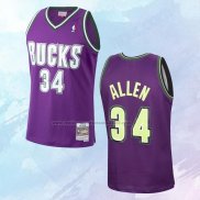 NO 34 Ray Allen Camiseta Mitchell & Ness Milwaukee Bucks Violeta 2000-01