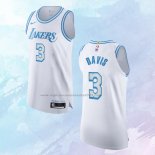 NO 3 Anthony Davis Camiseta Los Angeles Lakers Ciudad Autentico Blanco 2020-21