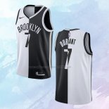NO 7 Kevin Durant Camiseta Brooklyn Nets Split Negro Blanco